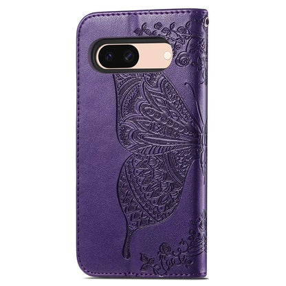 For Google Pixel 8a Phone Case Butterfly Pattern Imprinted PU Leather Flip Cover