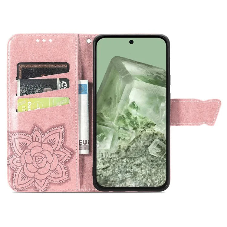 For Google Pixel 8a Phone Case Butterfly Pattern Imprinted PU Leather Flip Cover