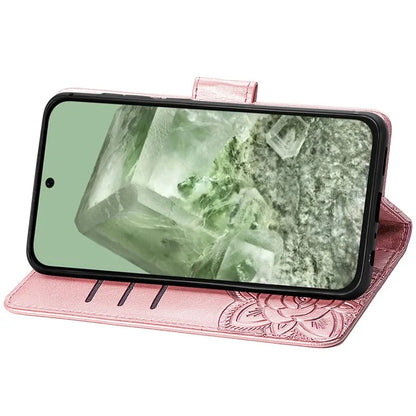For Google Pixel 8a Phone Case Butterfly Pattern Imprinted PU Leather Flip Cover