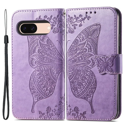 For Google Pixel 8a Phone Case Butterfly Pattern Imprinted PU Leather Flip Cover