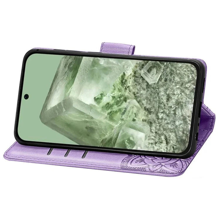 For Google Pixel 8a Phone Case Butterfly Pattern Imprinted PU Leather Flip Cover