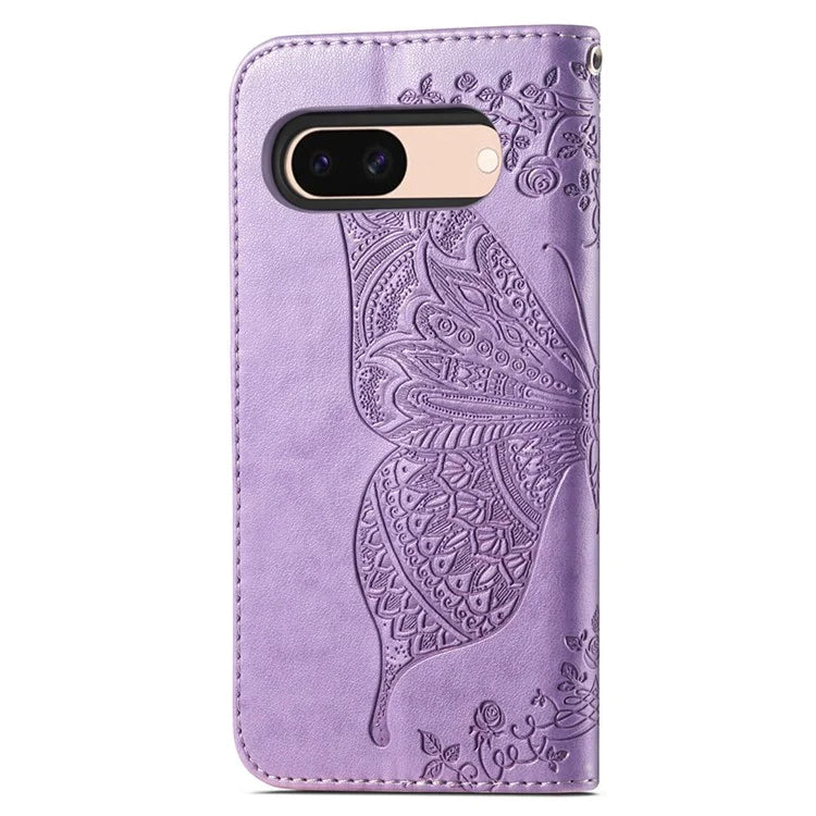 For Google Pixel 8a Phone Case Butterfly Pattern Imprinted PU Leather Flip Cover