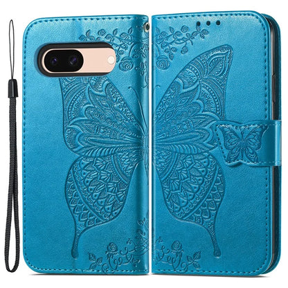 For Google Pixel 8a Phone Case Butterfly Pattern Imprinted PU Leather Flip Cover