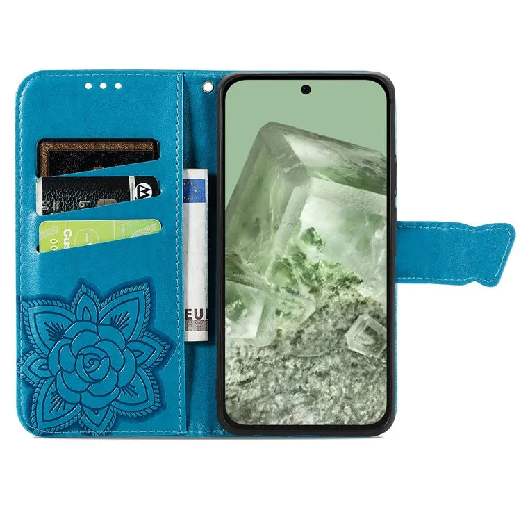 For Google Pixel 8a Phone Case Butterfly Pattern Imprinted PU Leather Flip Cover