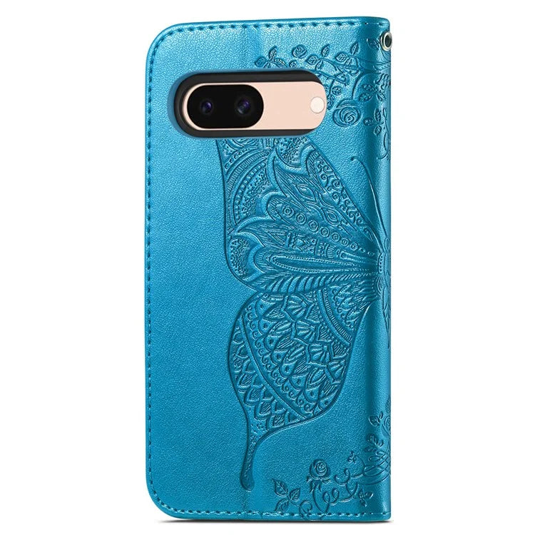 For Google Pixel 8a Phone Case Butterfly Pattern Imprinted PU Leather Flip Cover