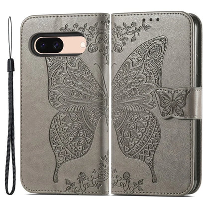 For Google Pixel 8a Phone Case Butterfly Pattern Imprinted PU Leather Flip Cover