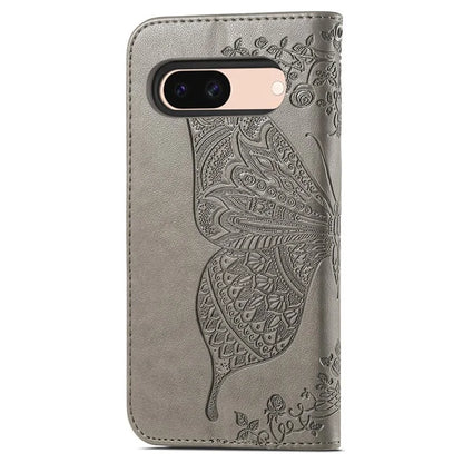 For Google Pixel 8a Phone Case Butterfly Pattern Imprinted PU Leather Flip Cover