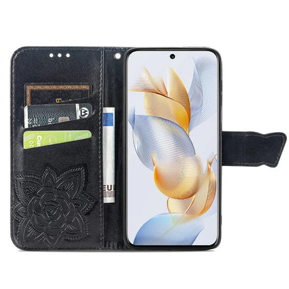 For Honor 90 Wallet Case with Card Holder Butterfly Pattern Folio PU Leather Phone Cover