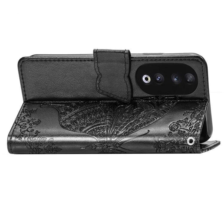 For Honor 90 Wallet Case with Card Holder Butterfly Pattern Folio PU Leather Phone Cover