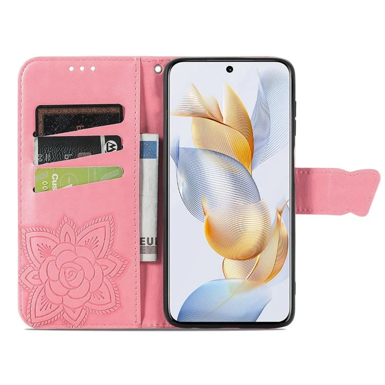 For Honor 90 Wallet Case with Card Holder Butterfly Pattern Folio PU Leather Phone Cover
