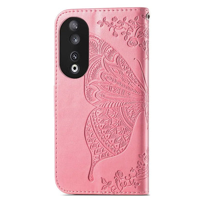 For Honor 90 Wallet Case with Card Holder Butterfly Pattern Folio PU Leather Phone Cover