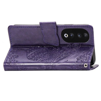 For Honor 90 Wallet Case with Card Holder Butterfly Pattern Folio PU Leather Phone Cover