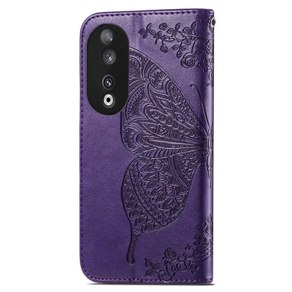 For Honor 90 Wallet Case with Card Holder Butterfly Pattern Folio PU Leather Phone Cover