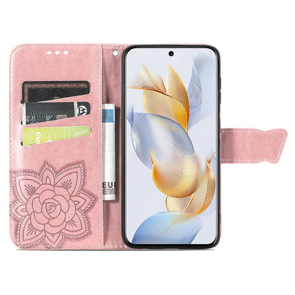 For Honor 90 Wallet Case with Card Holder Butterfly Pattern Folio PU Leather Phone Cover
