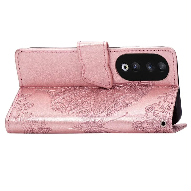 For Honor 90 Wallet Case with Card Holder Butterfly Pattern Folio PU Leather Phone Cover
