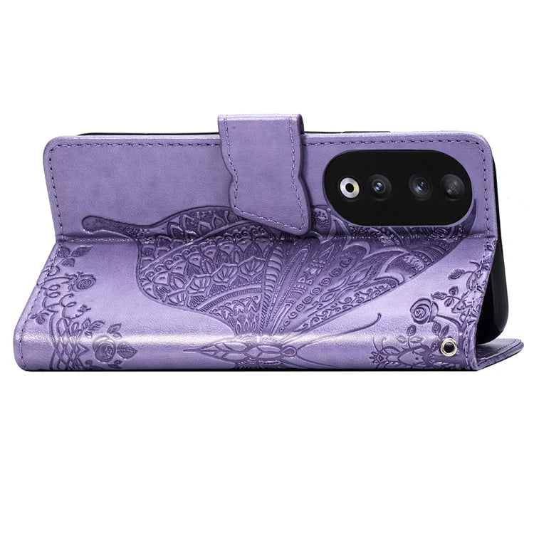 For Honor 90 Wallet Case with Card Holder Butterfly Pattern Folio PU Leather Phone Cover