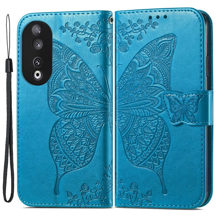 For Honor 90 Wallet Case with Card Holder Butterfly Pattern Folio PU Leather Phone Cover