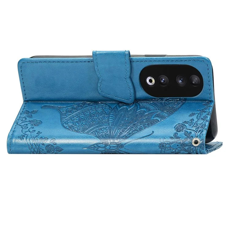 For Honor 90 Wallet Case with Card Holder Butterfly Pattern Folio PU Leather Phone Cover