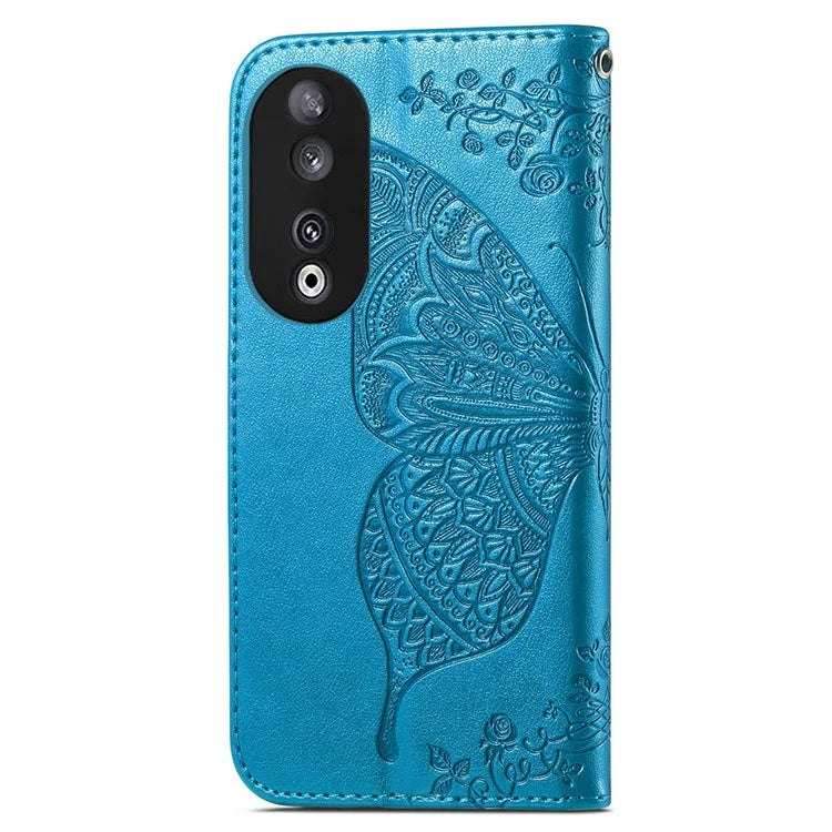 For Honor 90 Wallet Case with Card Holder Butterfly Pattern Folio PU Leather Phone Cover