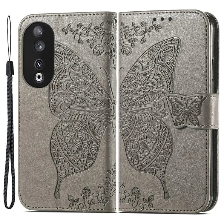 For Honor 90 Wallet Case with Card Holder Butterfly Pattern Folio PU Leather Phone Cover