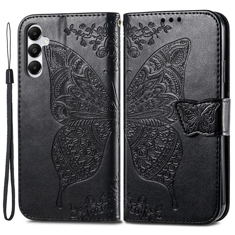 For Samsung Galaxy A05s 4G PU Leather Case Stand Function Butterfly Flower Pattern Cover Wallet