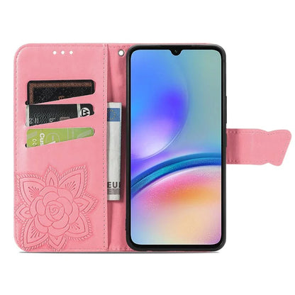 For Samsung Galaxy A05s 4G PU Leather Case Stand Function Butterfly Flower Pattern Cover Wallet