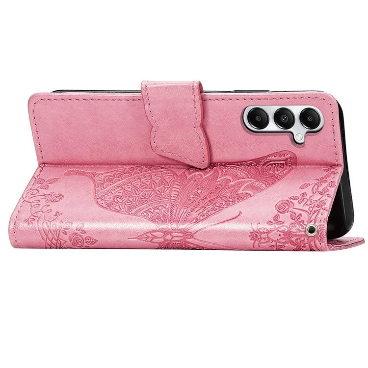 For Samsung Galaxy A05s 4G PU Leather Case Stand Function Butterfly Flower Pattern Cover Wallet