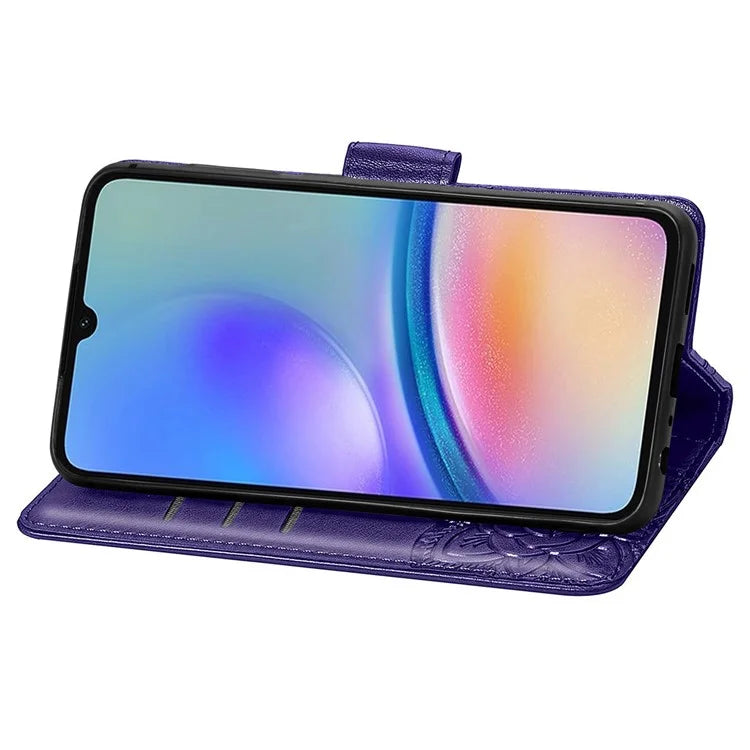 For Samsung Galaxy A05s 4G PU Leather Case Stand Function Butterfly Flower Pattern Cover Wallet