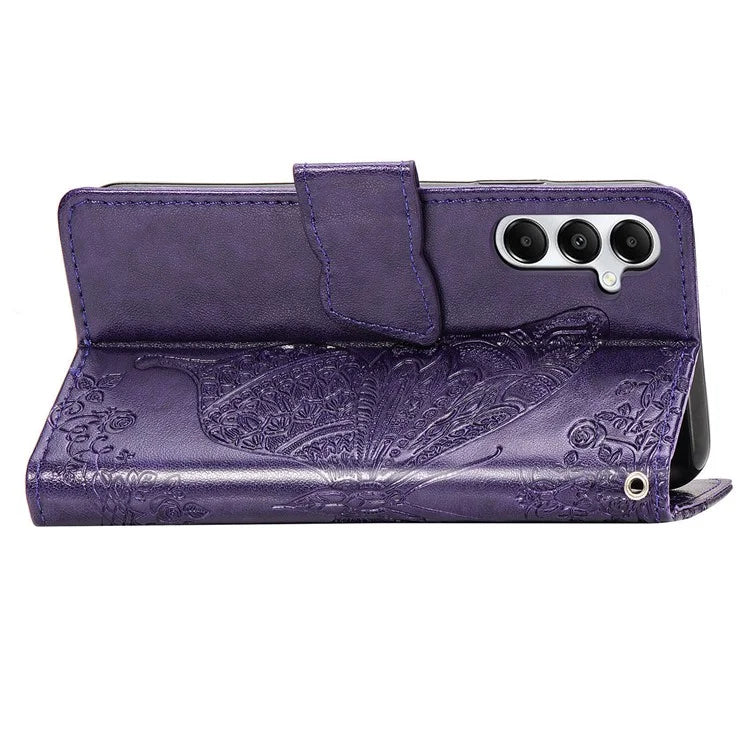 For Samsung Galaxy A05s 4G PU Leather Case Stand Function Butterfly Flower Pattern Cover Wallet