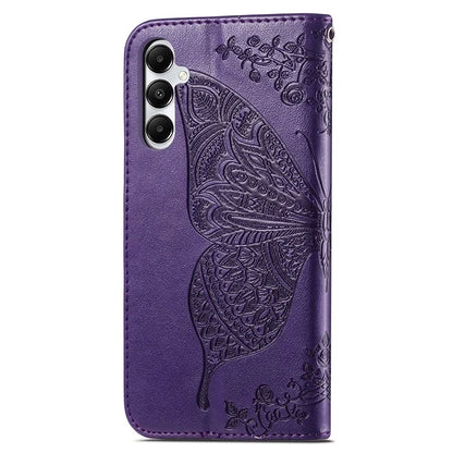 For Samsung Galaxy A05s 4G PU Leather Case Stand Function Butterfly Flower Pattern Cover Wallet