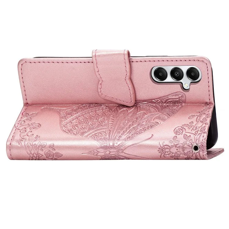 For Samsung Galaxy A05s 4G PU Leather Case Stand Function Butterfly Flower Pattern Cover Wallet