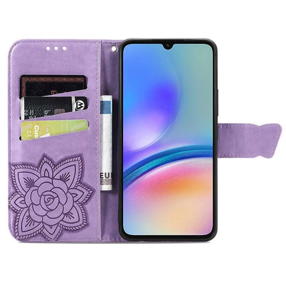 For Samsung Galaxy A05s 4G PU Leather Case Stand Function Butterfly Flower Pattern Cover Wallet