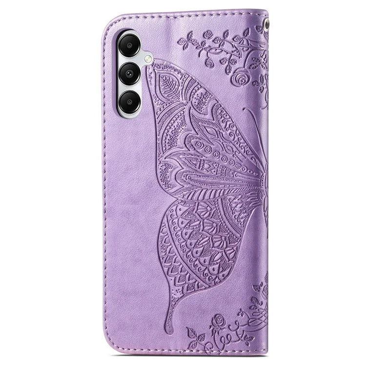 For Samsung Galaxy A05s 4G PU Leather Case Stand Function Butterfly Flower Pattern Cover Wallet