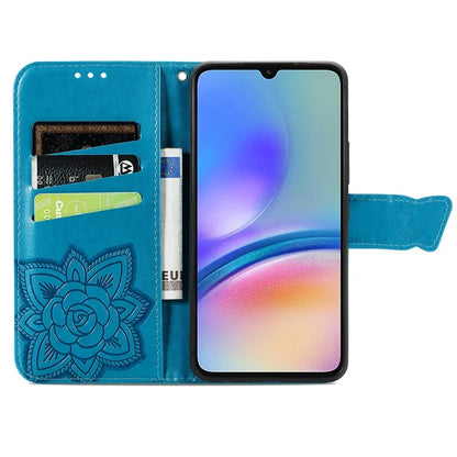 For Samsung Galaxy A05s 4G PU Leather Case Stand Function Butterfly Flower Pattern Cover Wallet