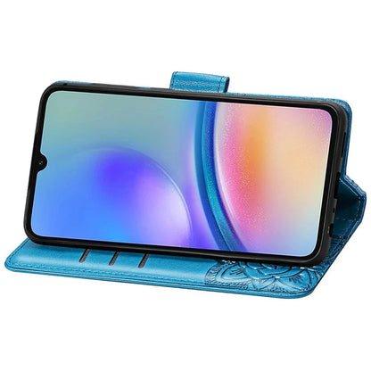 For Samsung Galaxy A05s 4G PU Leather Case Stand Function Butterfly Flower Pattern Cover Wallet