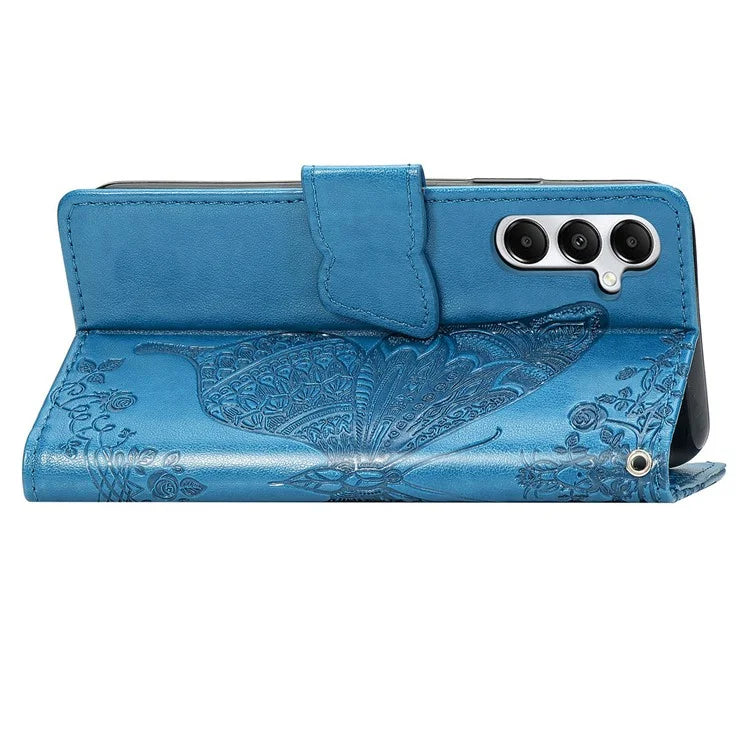 For Samsung Galaxy A05s 4G PU Leather Case Stand Function Butterfly Flower Pattern Cover Wallet