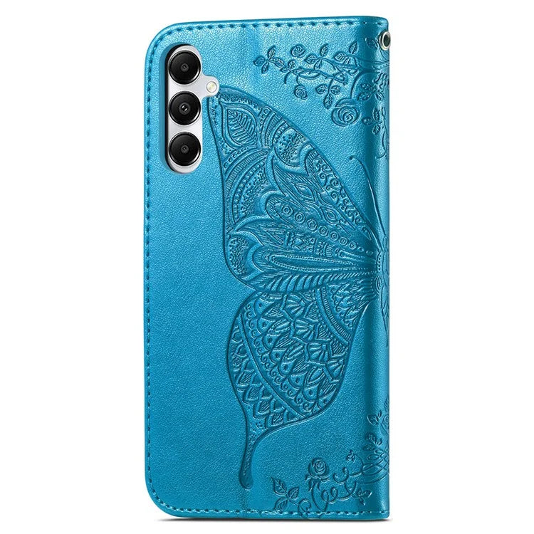 For Samsung Galaxy A05s 4G PU Leather Case Stand Function Butterfly Flower Pattern Cover Wallet