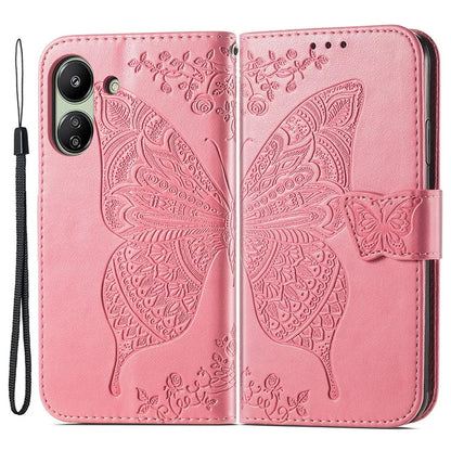 Wallet Case for Xiaomi Redmi 13C 4G / Poco C65 4G Butterfly Pattern PU Leather Folio Phone Cover
