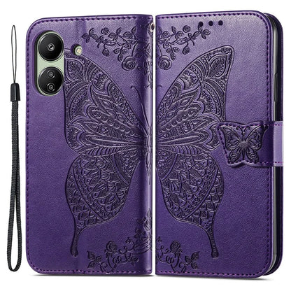 Wallet Case for Xiaomi Redmi 13C 4G / Poco C65 4G Butterfly Pattern PU Leather Folio Phone Cover