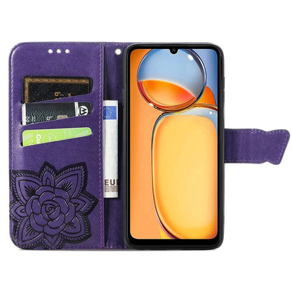 Wallet Case for Xiaomi Redmi 13C 4G / Poco C65 4G Butterfly Pattern PU Leather Folio Phone Cover