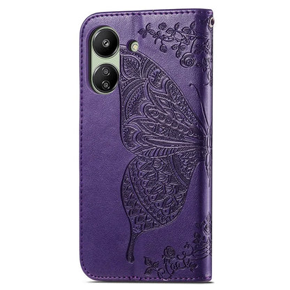 Wallet Case for Xiaomi Redmi 13C 4G / Poco C65 4G Butterfly Pattern PU Leather Folio Phone Cover