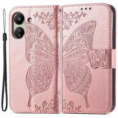 Wallet Case for Xiaomi Redmi 13C 4G / Poco C65 4G Butterfly Pattern PU Leather Folio Phone Cover