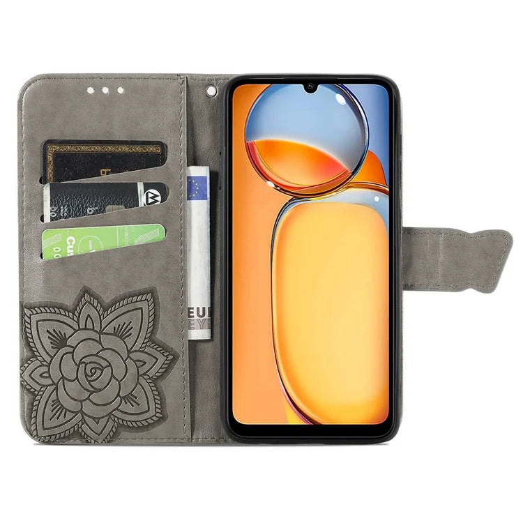Wallet Case for Xiaomi Redmi 13C 4G / Poco C65 4G Butterfly Pattern PU Leather Folio Phone Cover
