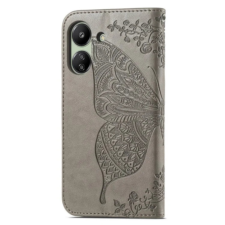 Wallet Case for Xiaomi Redmi 13C 4G / Poco C65 4G Butterfly Pattern PU Leather Folio Phone Cover