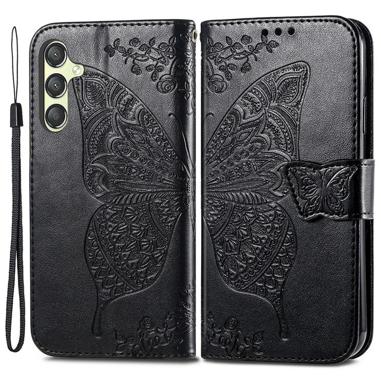 For Samsung Galaxy A25 5G (Global) (161.0 x 76.5 x 8.3mm) Butterfly Pattern Case Leather Phone Cover with Magnetic Clasp