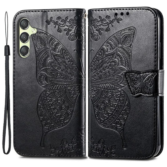 For Samsung Galaxy A25 5G (Global) (161.0 x 76.5 x 8.3mm) Butterfly Pattern Case Leather Phone Cover with Magnetic Clasp
