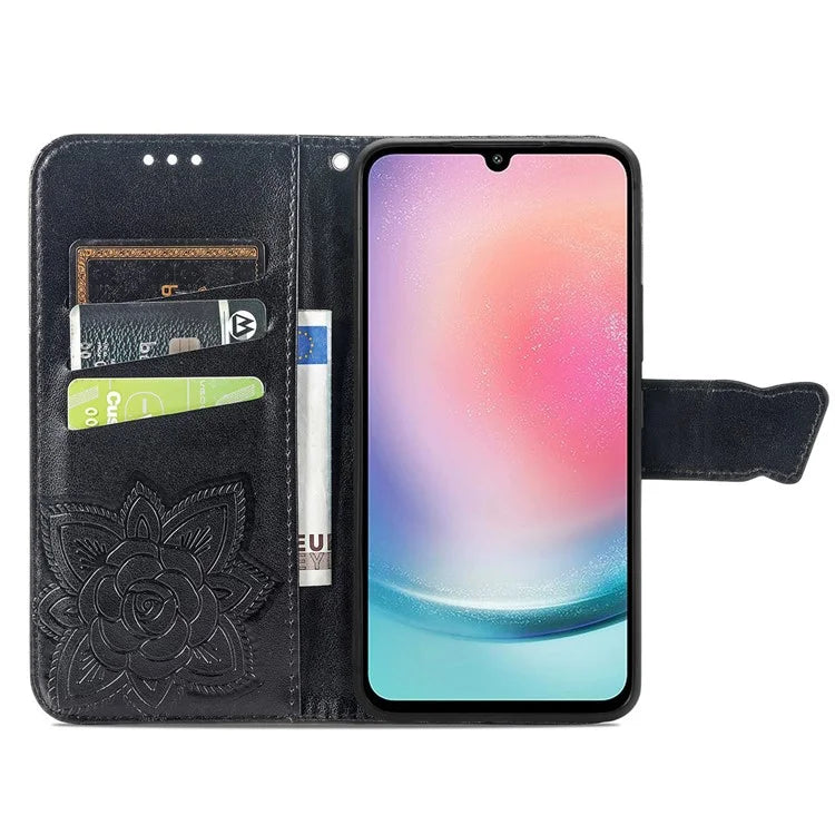 For Samsung Galaxy A25 5G (Global) (161.0 x 76.5 x 8.3mm) Butterfly Pattern Case Leather Phone Cover with Magnetic Clasp
