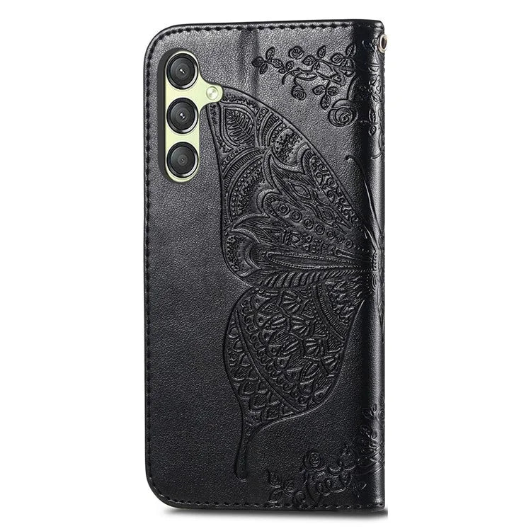 For Samsung Galaxy A25 5G (Global) (161.0 x 76.5 x 8.3mm) Butterfly Pattern Case Leather Phone Cover with Magnetic Clasp