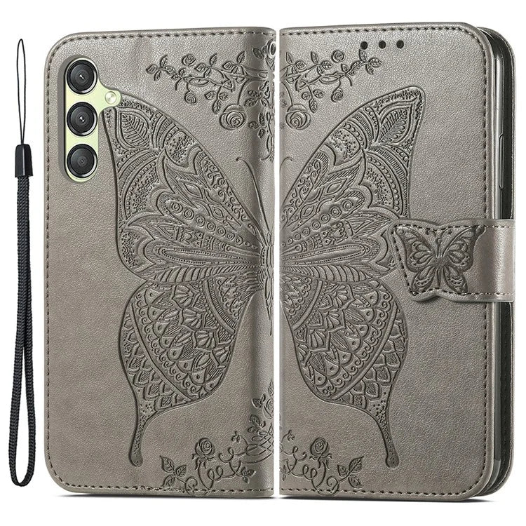 For Samsung Galaxy A25 5G (Global) (161.0 x 76.5 x 8.3mm) Butterfly Pattern Case Leather Phone Cover with Magnetic Clasp