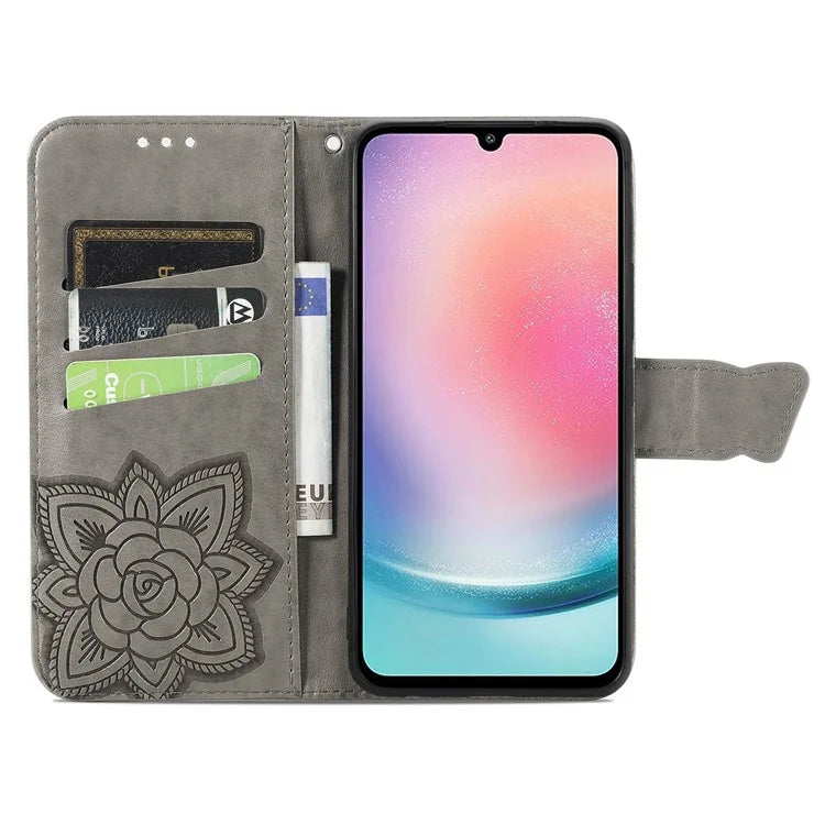 For Samsung Galaxy A25 5G (Global) (161.0 x 76.5 x 8.3mm) Butterfly Pattern Case Leather Phone Cover with Magnetic Clasp
